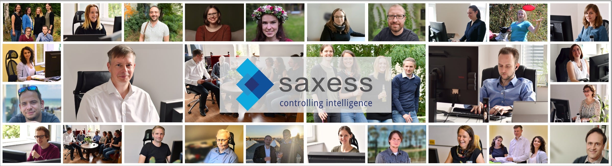 Das sind wir: Gruppenfoto vom Team der Saxess Software GmbH